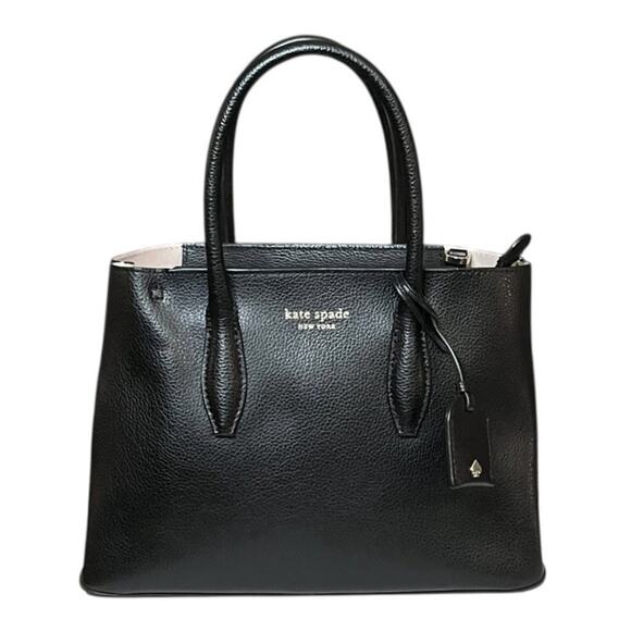 Kate Spade Eva Small Top Zip Satchel Black Tote Crossbody Removable Strap Charm - Picture 4 of 14